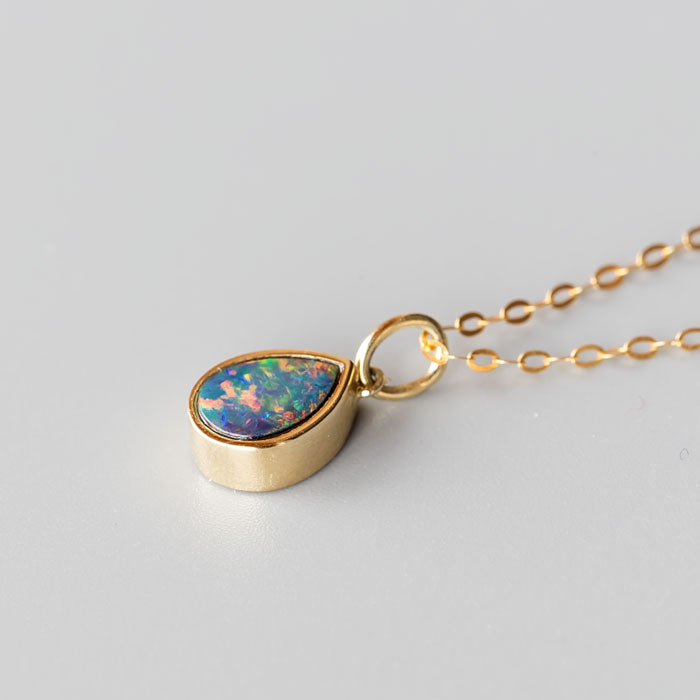 Lab-Created Opal Necklace 1/20 ct tw Diamonds 10K Yellow Gold | Kay